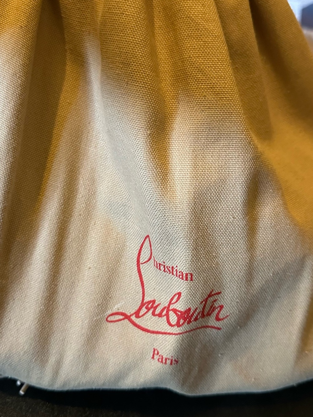 Christian Louboutin Beige Canvas Dust Pouch with Red Logo